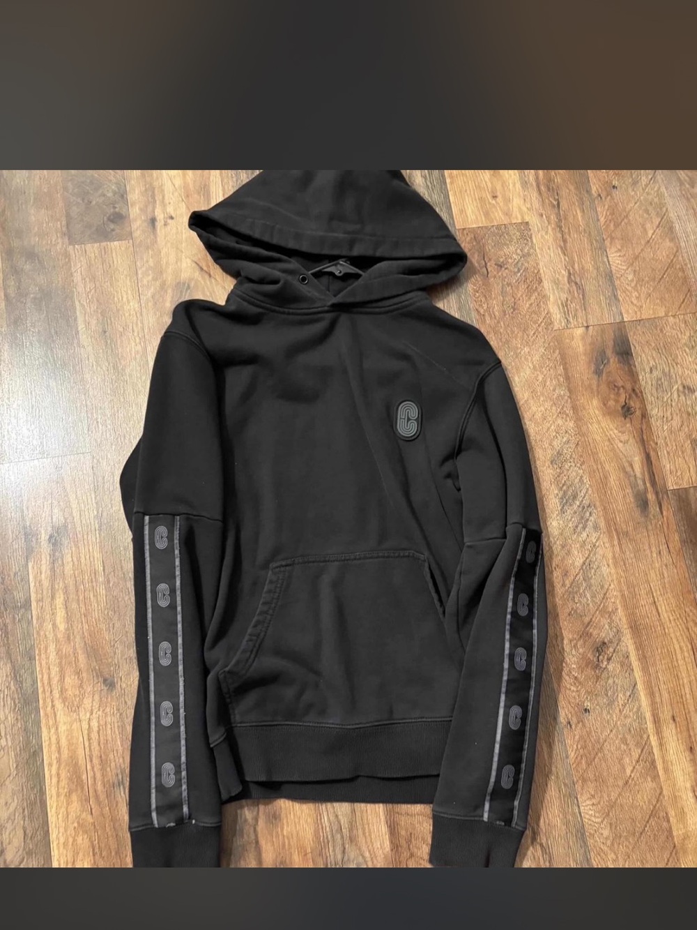 Coach Black Logo Tape Hoodie